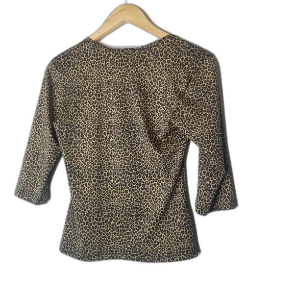 Vintage Mob Wife 90's Y2K Square Neckline 3/4 inch sleeves Leopard Print Sz S - Picture 8 of 9